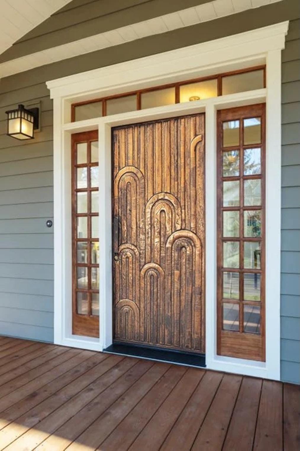 Hand-Carved Barn Door: Custom Rustic Interior Sliding Door