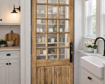 Puerta de cristal con panel superior personalizado: estilo vintage francés para interiores y exteriores.