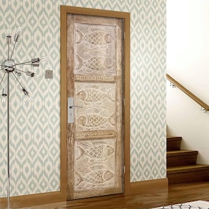 Custom Fish Carved Doors, Antique style Interior Exterior Doors, Sliding or Hinge, Double & Single Farmhouse wooden Pocket, Pantry Doors
