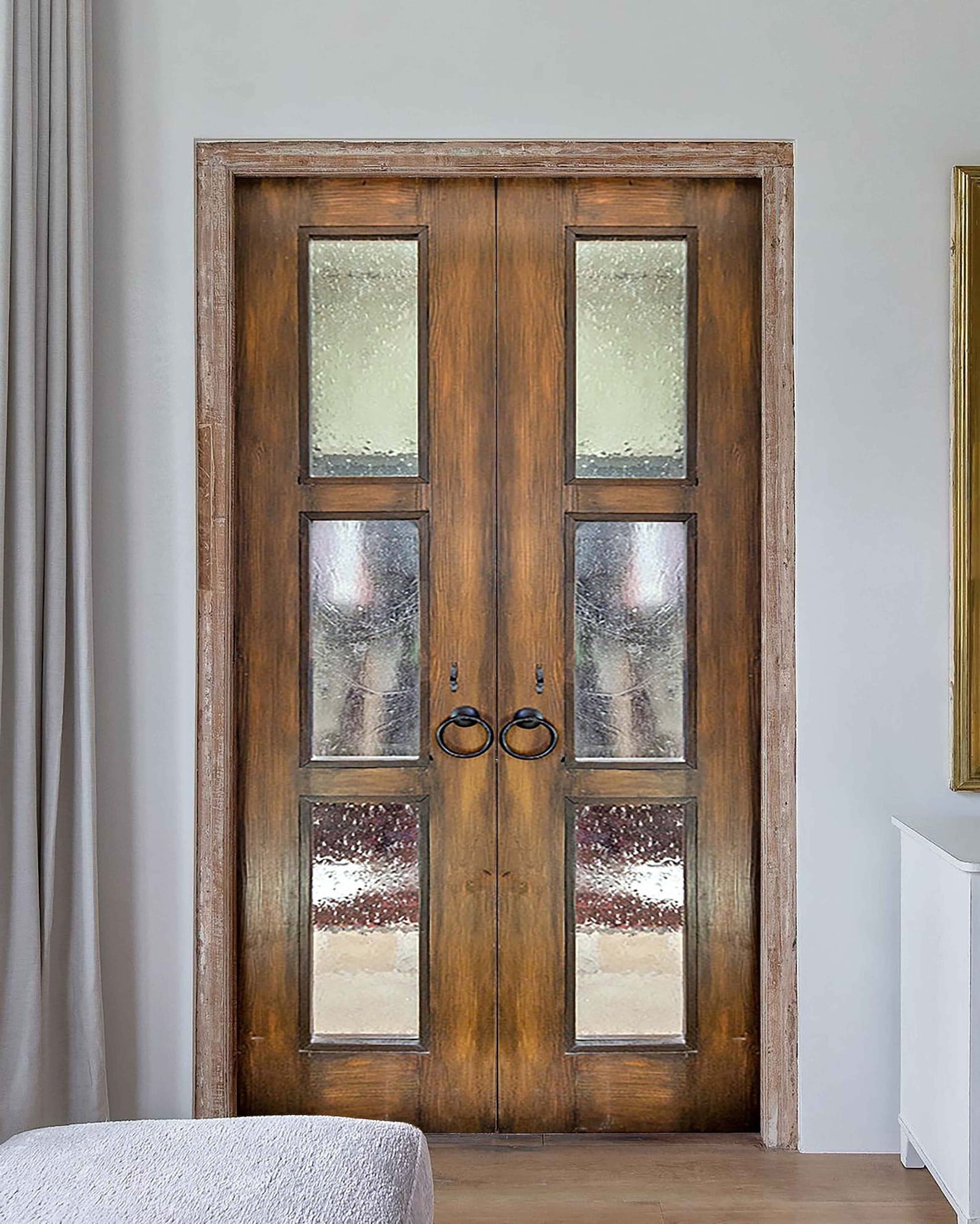 Rustic Wood French Door: Antique Style Glass Lite, Custom Size - Etsy