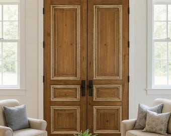 Handcrafted Traditional French Door Rustic Farmhouse Distressed Solid Wood Interior/Exterior