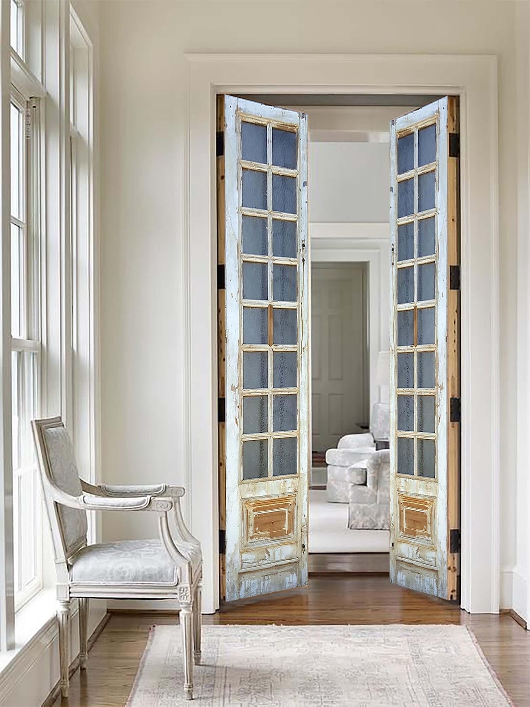 Custom French Doors: Antique Style Glass Lite, Solid Wood - Etsy