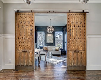 Hand-Carved Solid Wood Barn Doors: Antique Style Sliding or Hinged