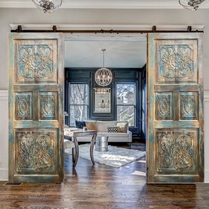 Hand-Carved Barn Door: Antique Rustic Sliding or Hinged Door