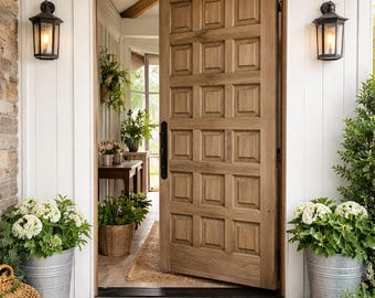 Custom Craftsman Spanish Entry Door: Custom Rustic Solid Wood Farmhouse Interior/Exterior