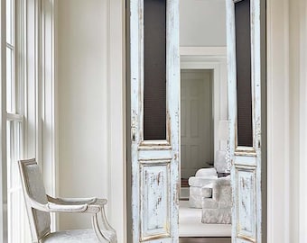 Custom Whitewash French Door: Antique Style Lite Wooden Door