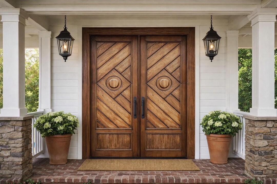 Chevron Wood Plank Door - Custom Handcrafted Geometric Interior or ...