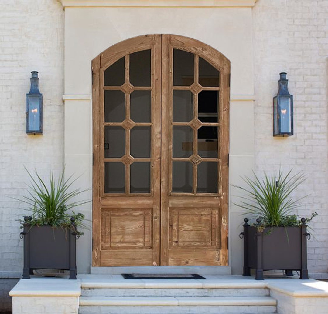 Solid Wood Top Lite Arched Door, Antique Entrance Front Doors, Custom