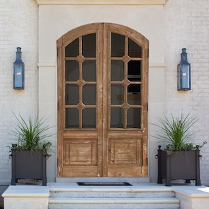 Solid Wood Top Lite Arched Door, Antique Entrance Front Doors, Custom Size Double or Single Rustic Exterior, Interior, Hinged, Pantry Door