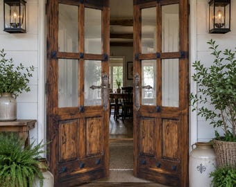 Half 4-Lite Antique Style French Door: Shaker Style Custom Entryway, Pantry, Closet, Laundry Interior/Exterior
