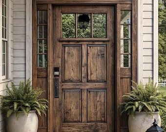 Custom Rustic Craftsman Wood Front Door: Farmhouse Style Interior/Exterior
