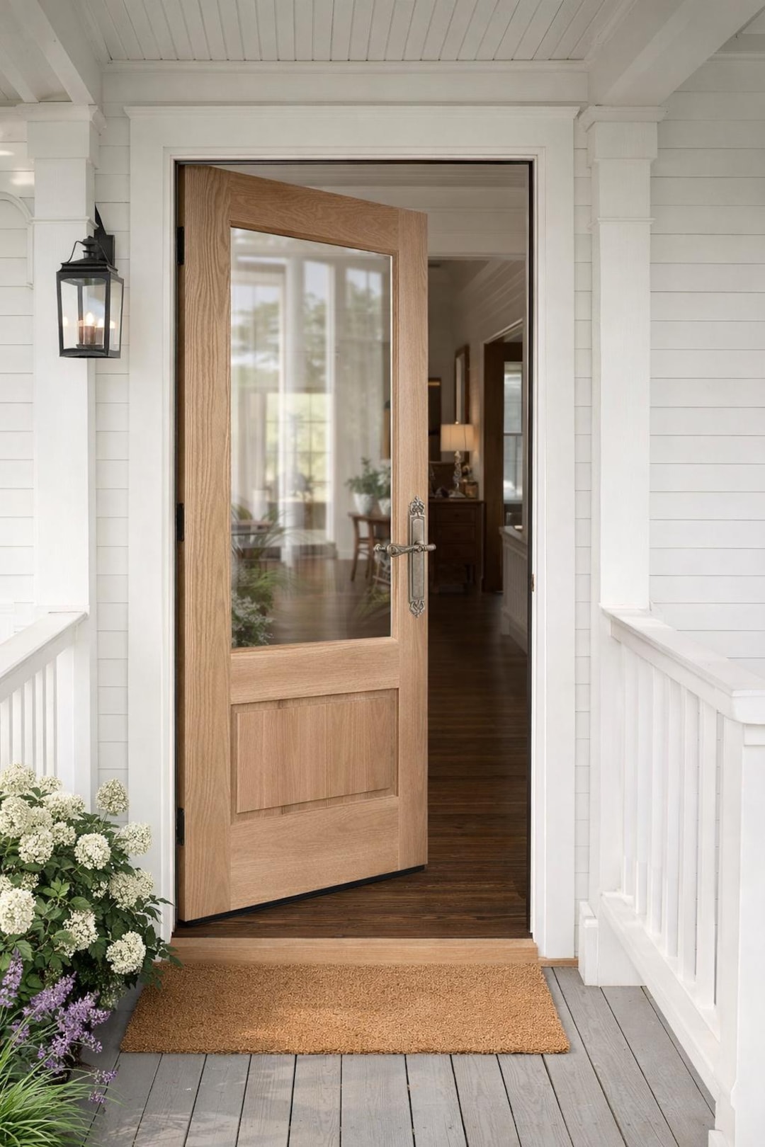 Farmhouse Lite Wood Door With Glass Pane - Custom Interior/exterior ...