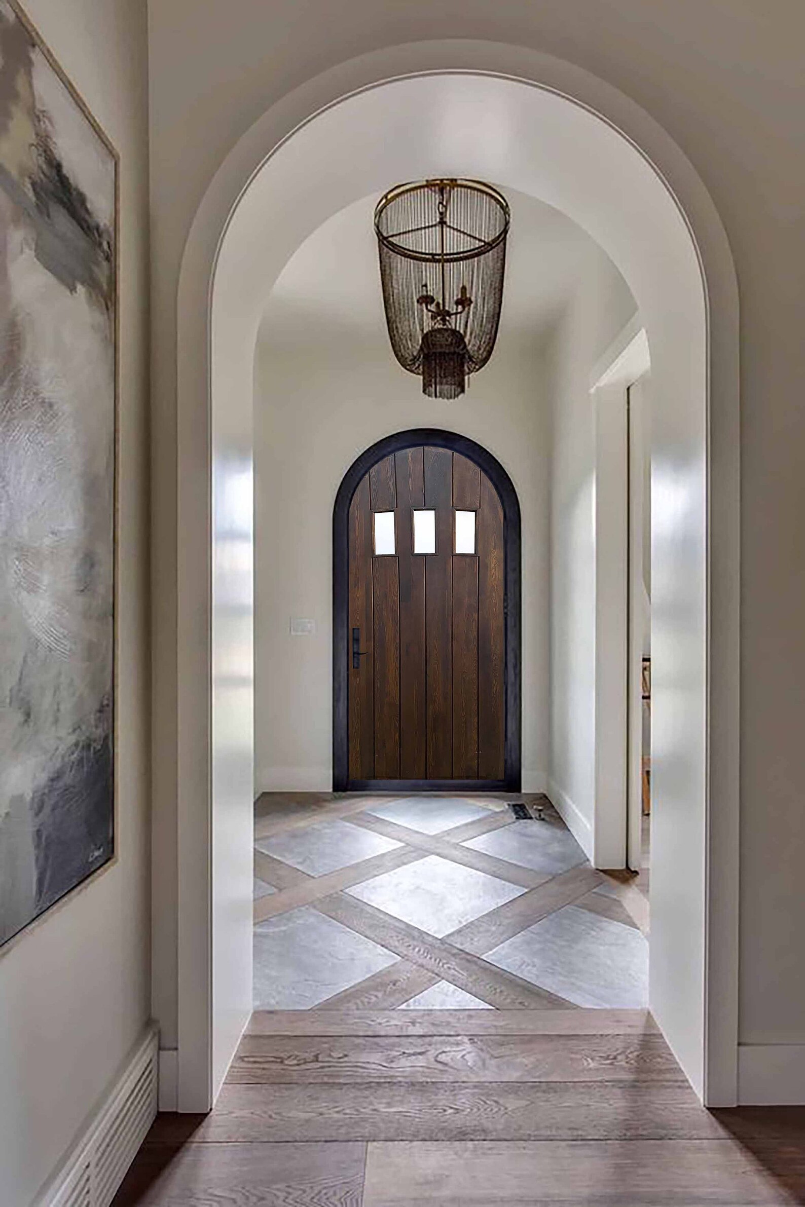 3 Lite Rustic Arch Top Wood Door: Tudor Style, Farmhouse Entry or ...