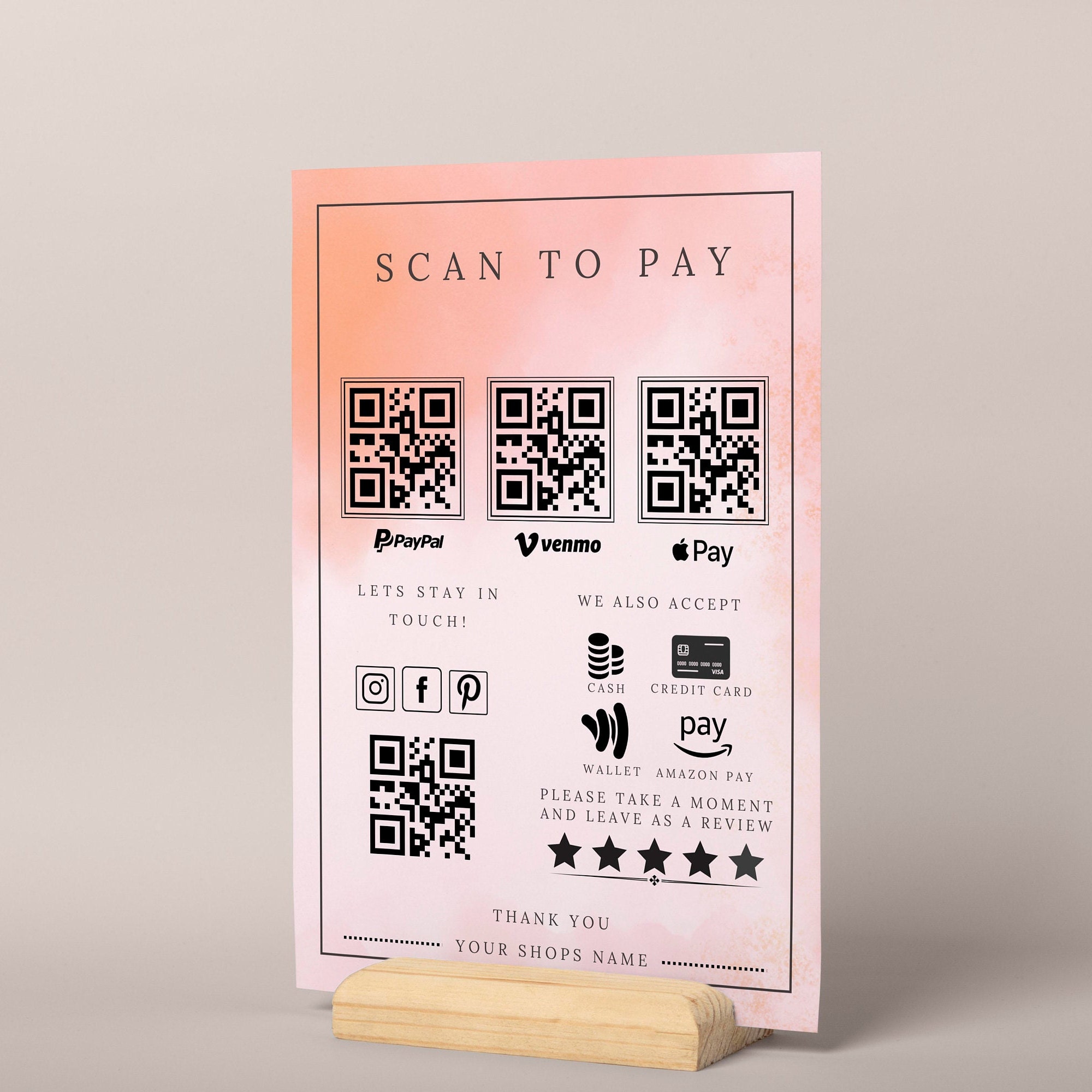 Scan to Pay Canva Editable Sign Template Scan and Pay Sign Etsy