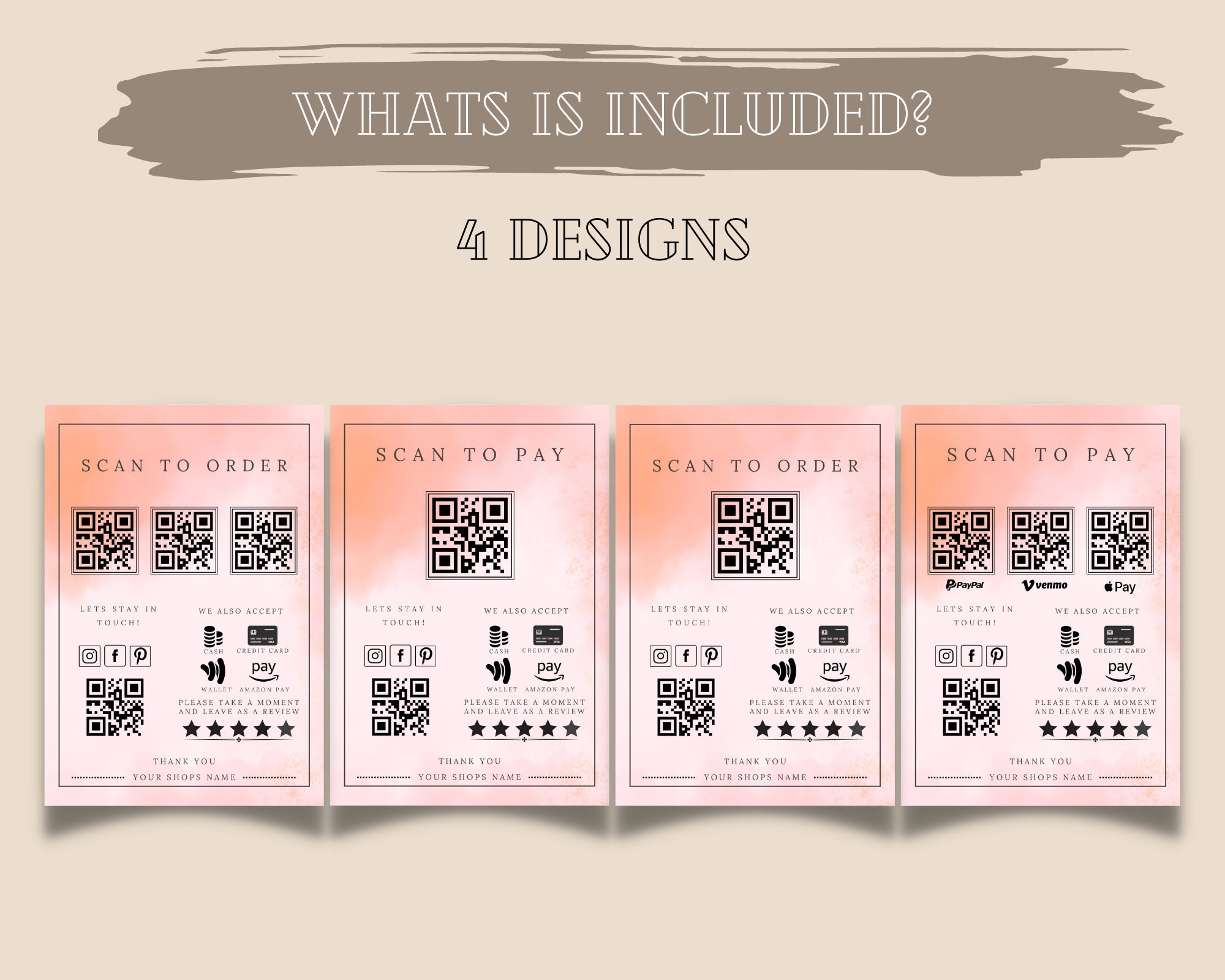 Scan to Pay Canva Editable Sign Template Scan and Pay Sign Etsy