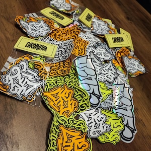 Graffiti en Street Art Stickerset 1, 15 stuks, stickers, urban art, street art, tags. Geschikt voor laptop, skateboard