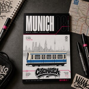 München U-Bahn Ausmalbild PDF, A4 Graffiti Zug Malvorlage, Munich Subway Coloring Page, Streetart Train Printable, City Series 08