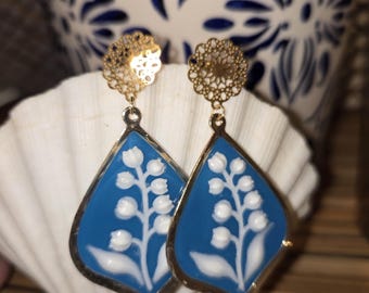Lily of the Valley Dangles / Bold / Gifts for Her /  Gold / light-weight earrings / stainless / cameo-style / Nature-inspired