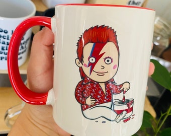 David Bowie Coffee Mug | Starman Coffee Mug | Red Coffee Mug | Cute Gift Mug | Ziggy Stardust | Starman