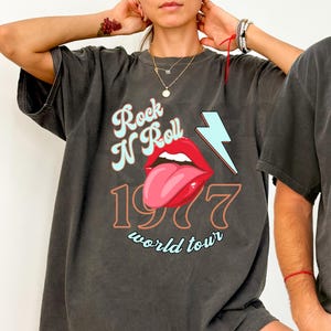 Rock n roll t-shirt, vintage 70s graphic tee, rock band tour cotton unisex fit