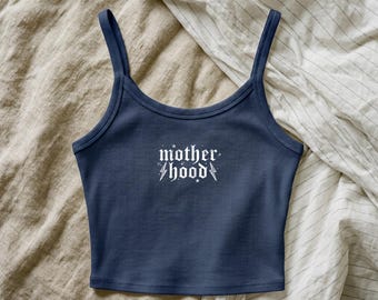Motherhood tank top, hot mom summer, fit tank top, navy blue bella canvas