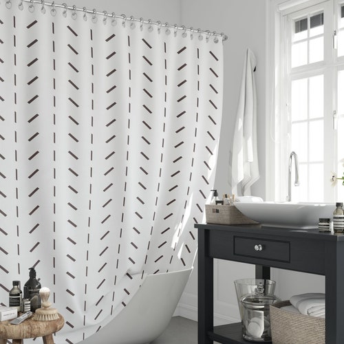 Black and White Shower Curtain Minimalist Shower Curtain Etsy