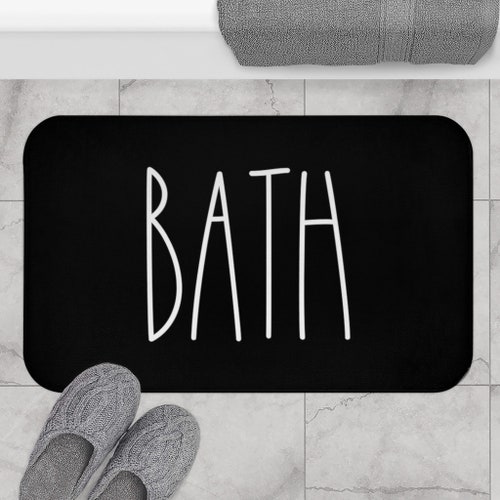 Black Color Rae Dunn Inspired Bath Mat Black and White Etsy