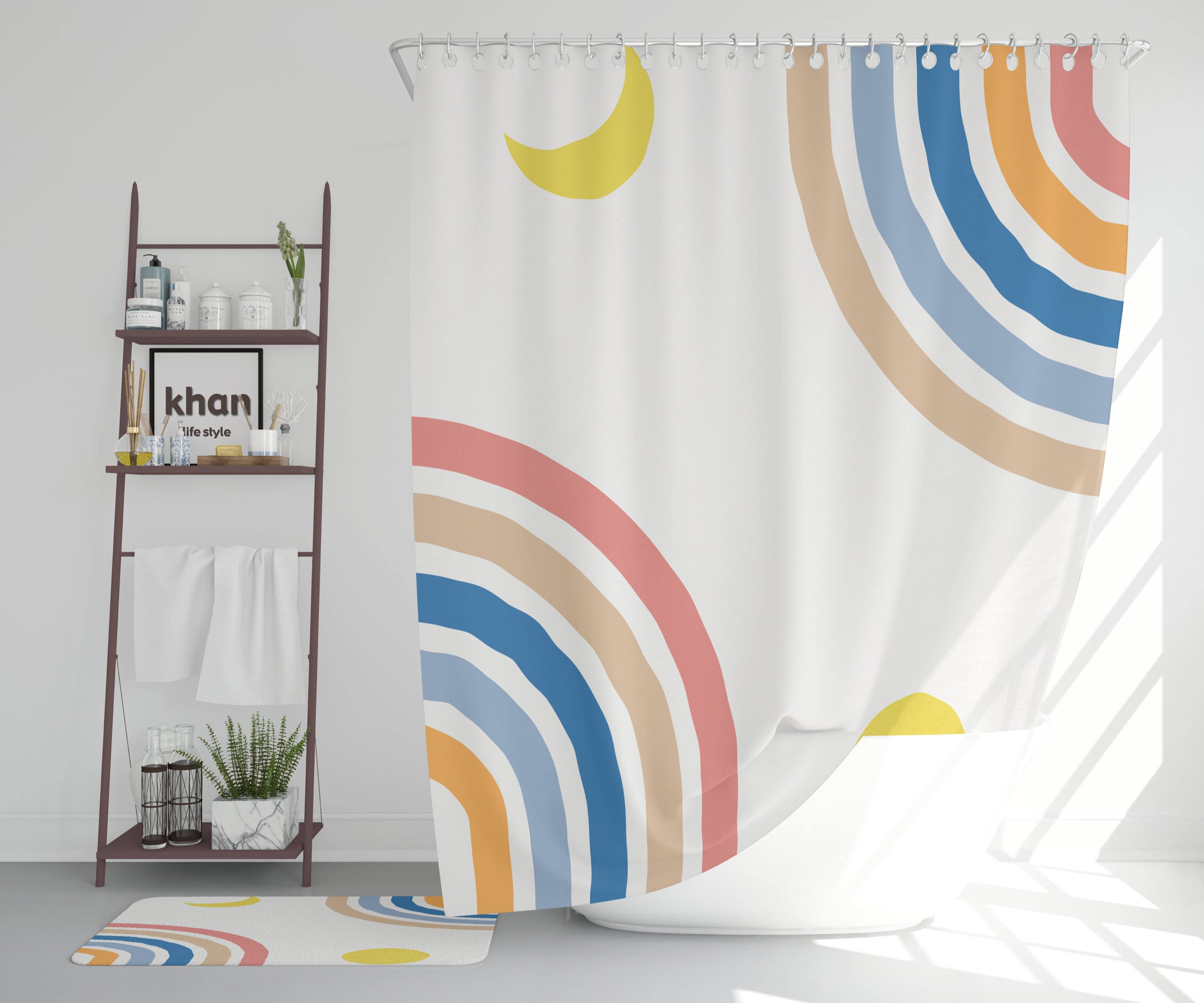 Kids Rainbow Shower Curtain Boho Rainbow Shower Curtain Girl Etsy