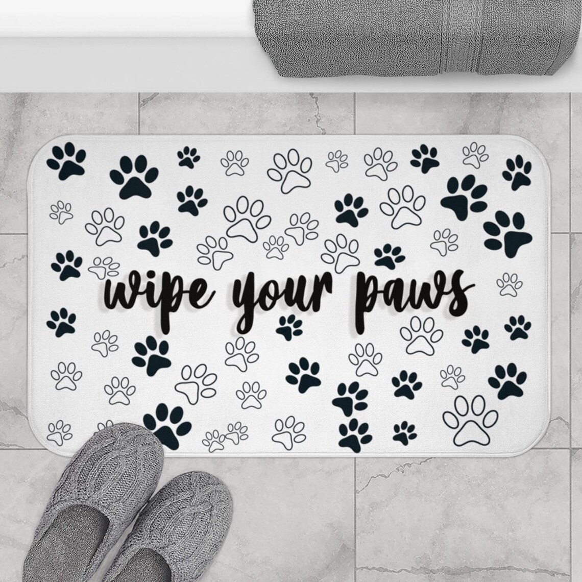 Pet Paw Print Bathroom Set Cute Cat & Dog Paw Shower Curtain Etsy