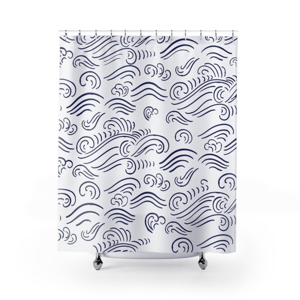 Navy Shower Curtain Etsy