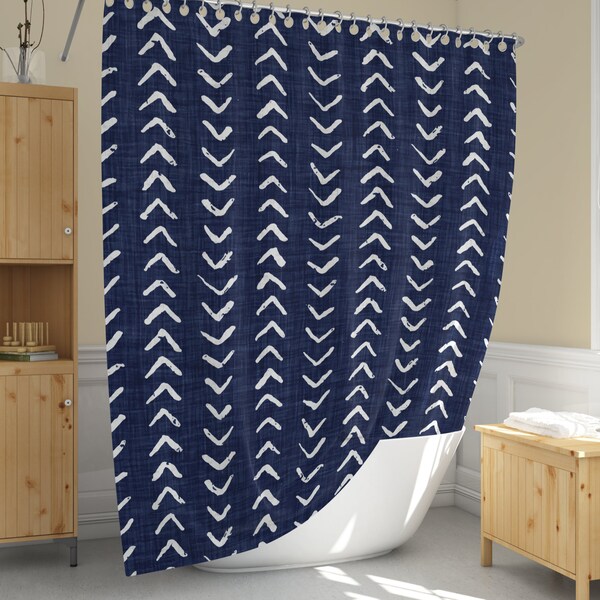 Navy Shower Curtain Etsy