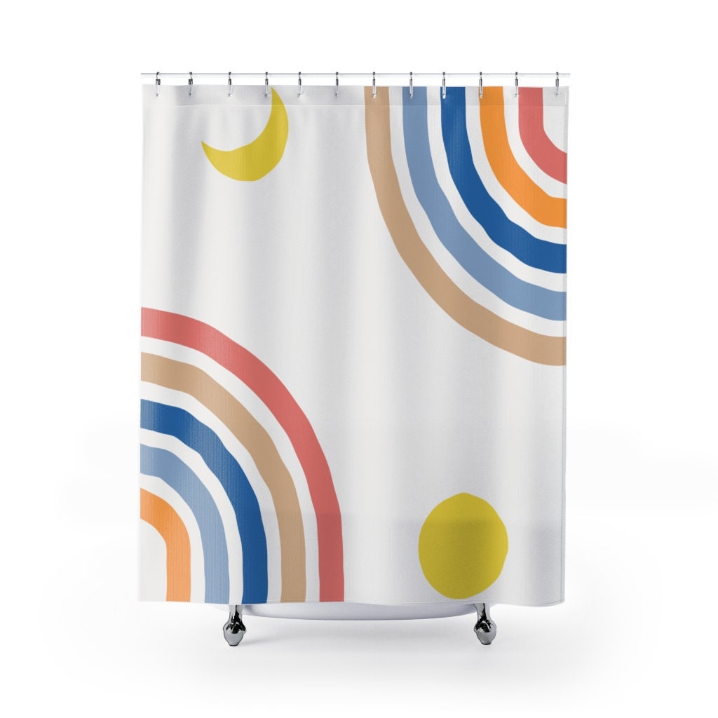 Kids Rainbow Shower Curtain Boho Rainbow Shower Curtain Girl Etsy