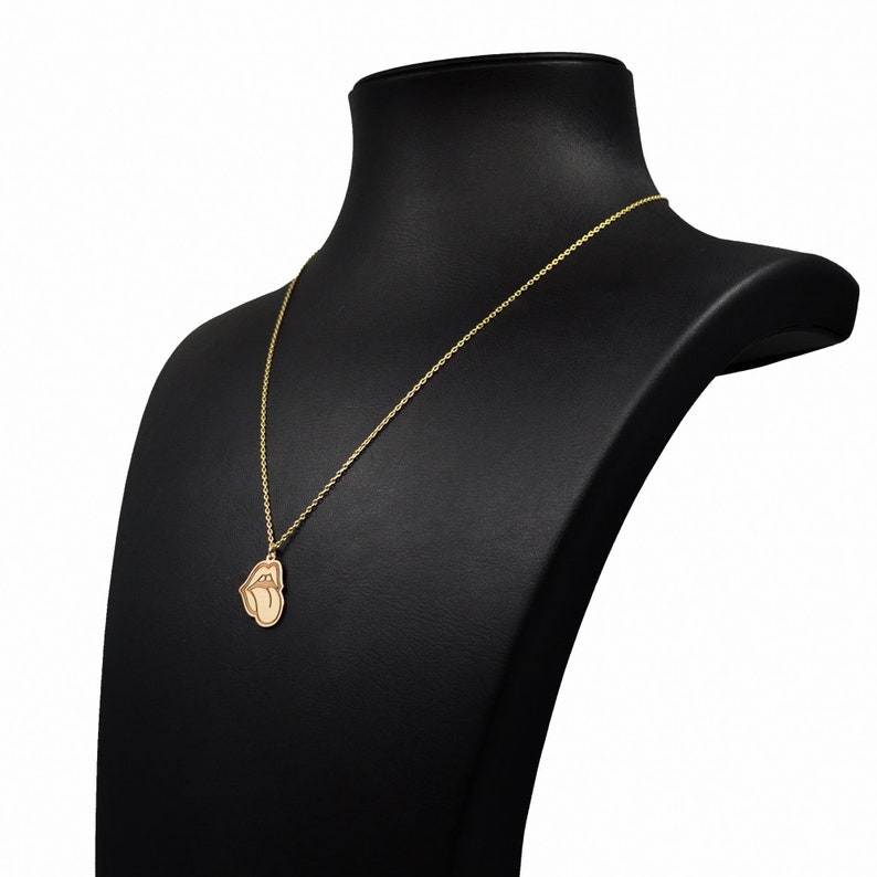Hot Lips Necklace Tongue Necklace Lips Necklace 14K Gold Etsy