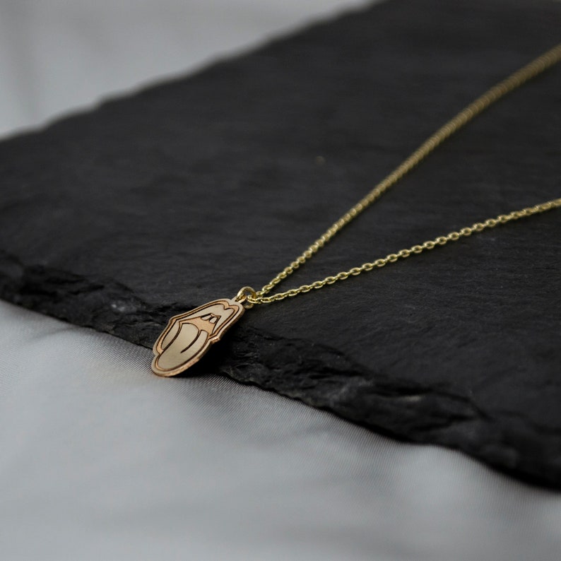 Hot Lips Necklace Tongue Necklace Lips Necklace 14K Gold Etsy