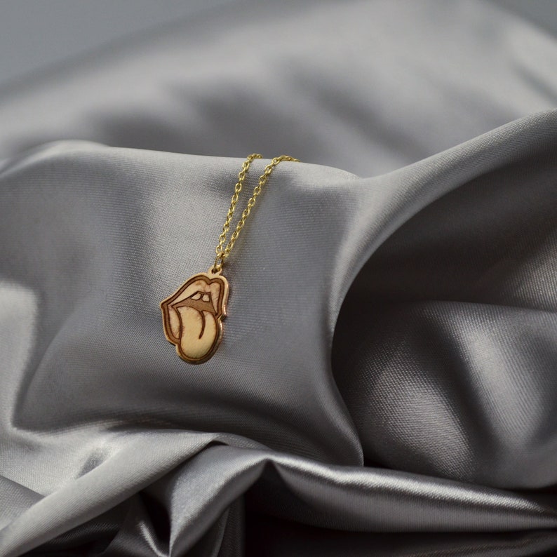 Hot Lips Necklace Tongue Necklace Lips Necklace 14K Gold Etsy