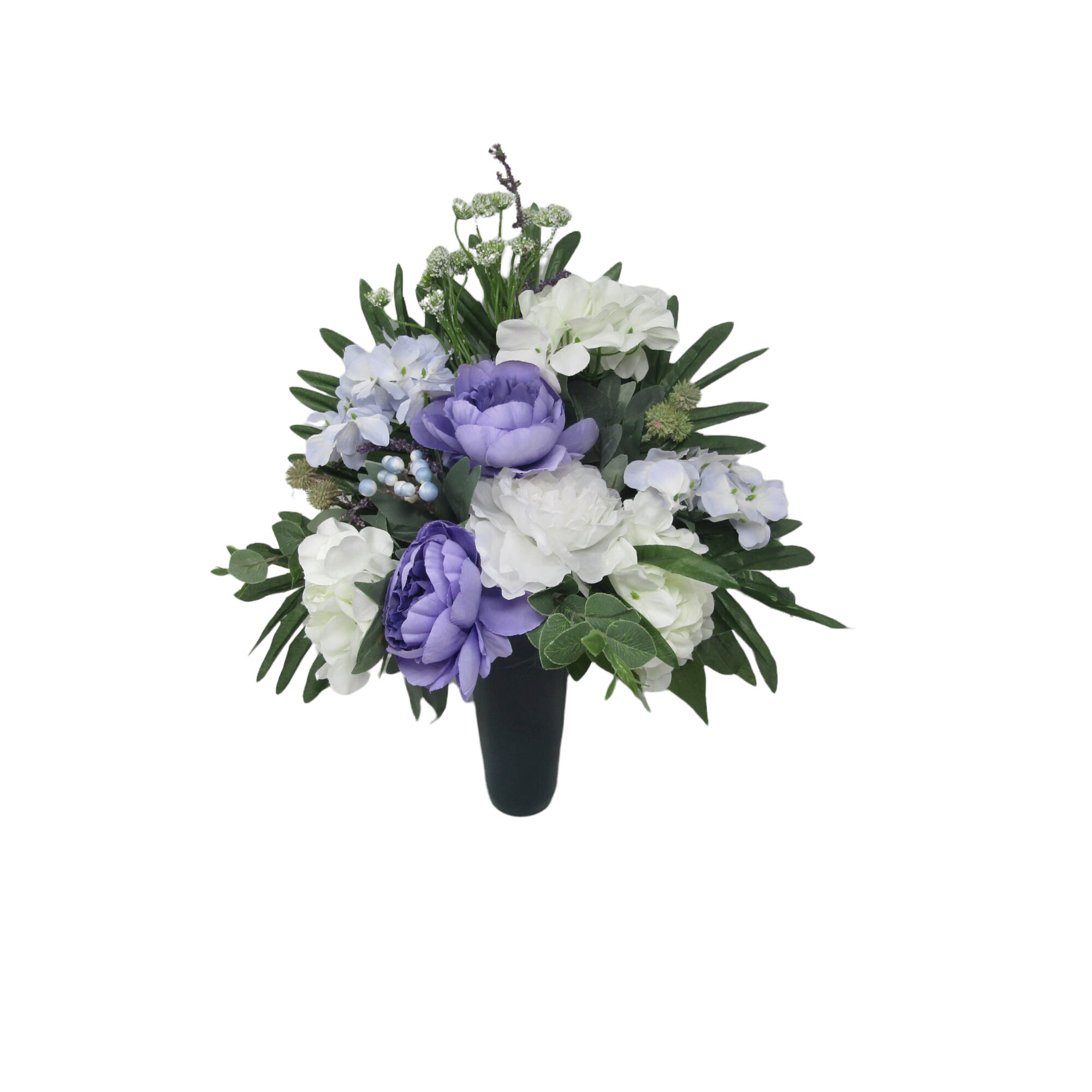 Cemetery Flowers - Gravesite Floral Arrangement - Light Purple and White