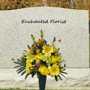 Cemetery Flowers - Gravesite Floral Arrangement -  Yellow