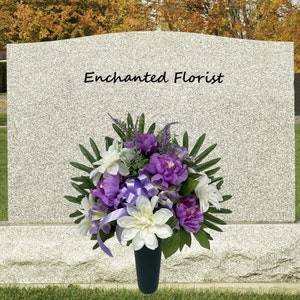 Cemetery Flowers - Gravesite Floral Arrangement -  Lavender and White