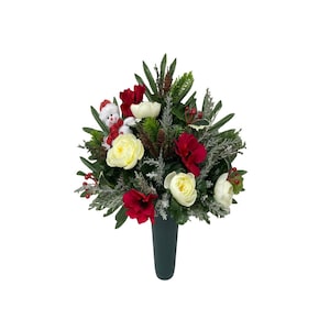Cemetery Flowers Christmas  Holiday Memorial Vase