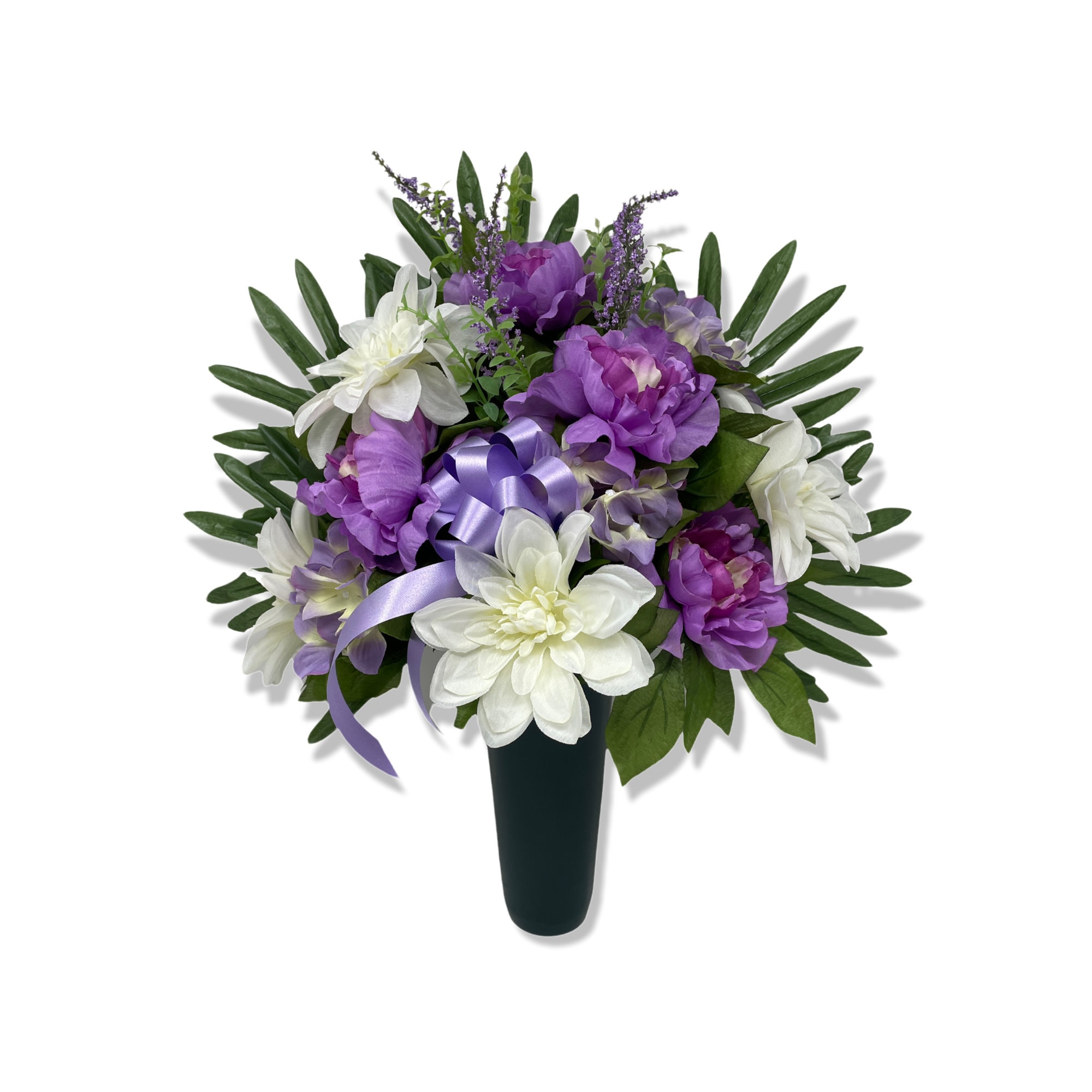 Cemetery Flowers Gravesite Floral Arrangement Lavender and White Etsy