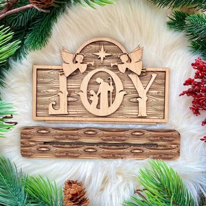 Archivo láser de estante de Navidad, plantilla de corte láser de Navidad svg, archivo láser de escena de Navidad, modelo Joy svg, archivo láser de Navidad svg