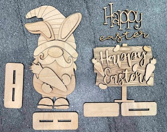 Bunny Gnome SVG File,Gnome,Gnome Shelf Sitter, Easter Eggs ,Laser Cut File ,Glowforge,Easter Bunny Gnome SVG File,