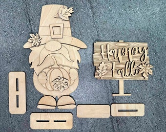 Herbst Gnom SVG-Datei, Laser geschnitten Datei, Gnom Shelf Sitter, Herbst Laser, Hallo Herbst Stehende Vogelscheuche Gnom SVG-Datei,