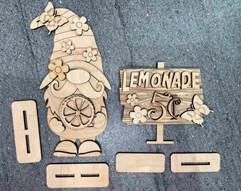 Lemonade Gnome SVG File, ,Gnome,Gnome Shelf Sitter ,Lemon SVG ,Laser Cut File ,Standing Lemonade Gnome SVG