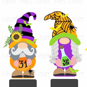Halloween Gnome SVG File, Laser Cut File, Glowforge, SVG, Gnome Shelf Sitter, Halloween Gnome, Boo svg, Standing Witch Gnome SVG File,