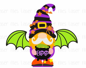 Halloween Gnome SVG File, Laser Cut File, Glowforge, SVG, Gnome Shelf Sitter, Halloween Gnome, Boo svg, Standing Witch Gnome SVG File,