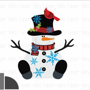 Sitting Snowman Shelf Sitter SVG ,Glowforge, Snowman, Frosty,Snowflakes ,Winter SVG,Snow SVG,Snowman laser cut file