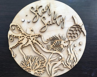 Stay Salty Ocean Themed Round Sign SVG Digital Download for Glowforge, Laser, Vinyl File,Glowforge svg