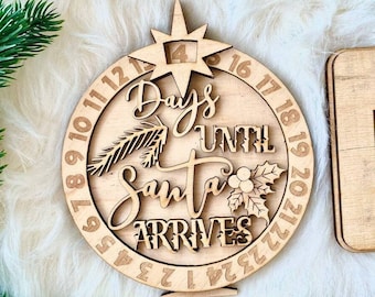 Countdown Laser Cut File,Days Until Christmas, Glowforge Laser Design, Christmas Laser,Christmas Tree Countdown SVG,