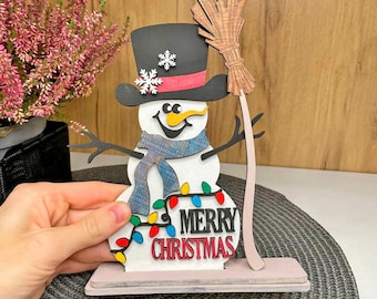Standing  Snowmen SVG , Snowman laser cut file Let it Snow,Glowforge ,Winter SVG Snowman SVG,